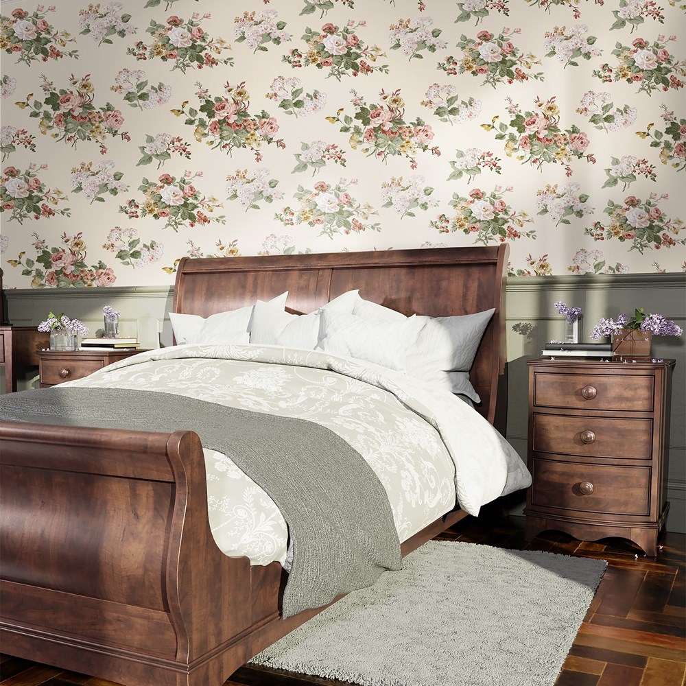 Rosemore Floral Wallpaper 114897 by Laura Ashley in Pale Sable Neutral